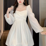 vlovelaw  Solid Ruched Dress, Elegant Long Sleeve Slim Waist Dress, Women's Clothing