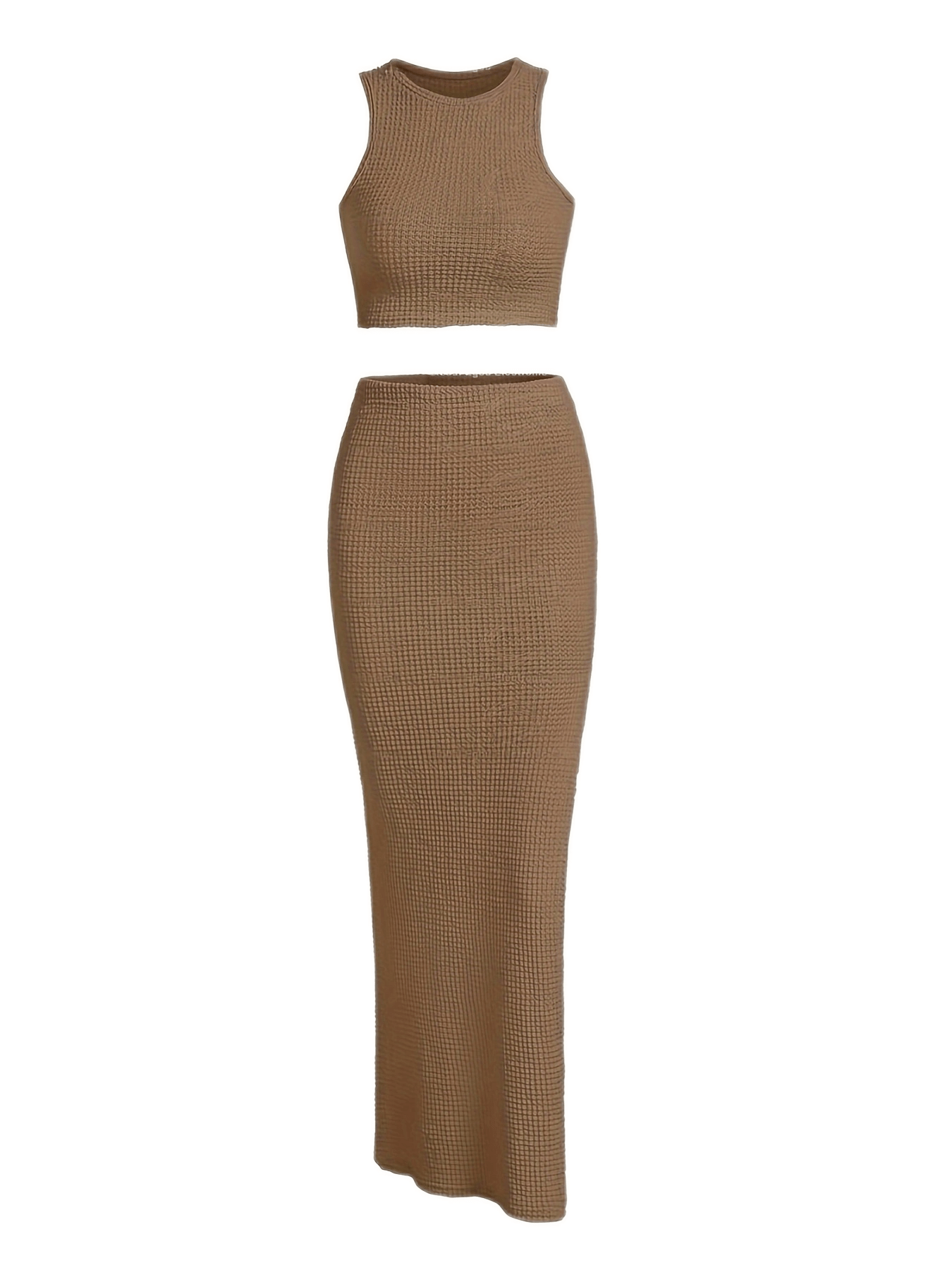 vlovelaw  Sexy Solid Slim Skirt Set, Crop Tank Top & Bodycon Skirt Outfits, Women's Clothing