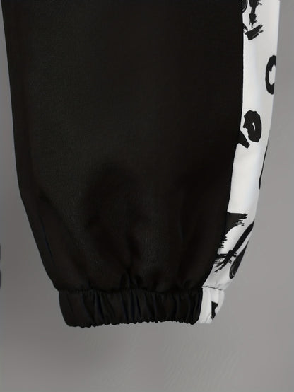 Girls Wide-leg Graffiti Side Taping Trendy Cargo Pants For Streetwear K-pop Style