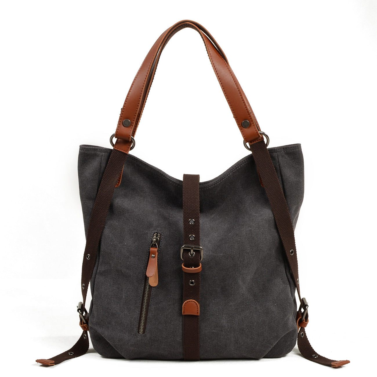VLOVELAW 2025 Muchuan canvas women's bag casual women's shoulder bag multi-functional backpack bucket crossbody backpack simple and versatile