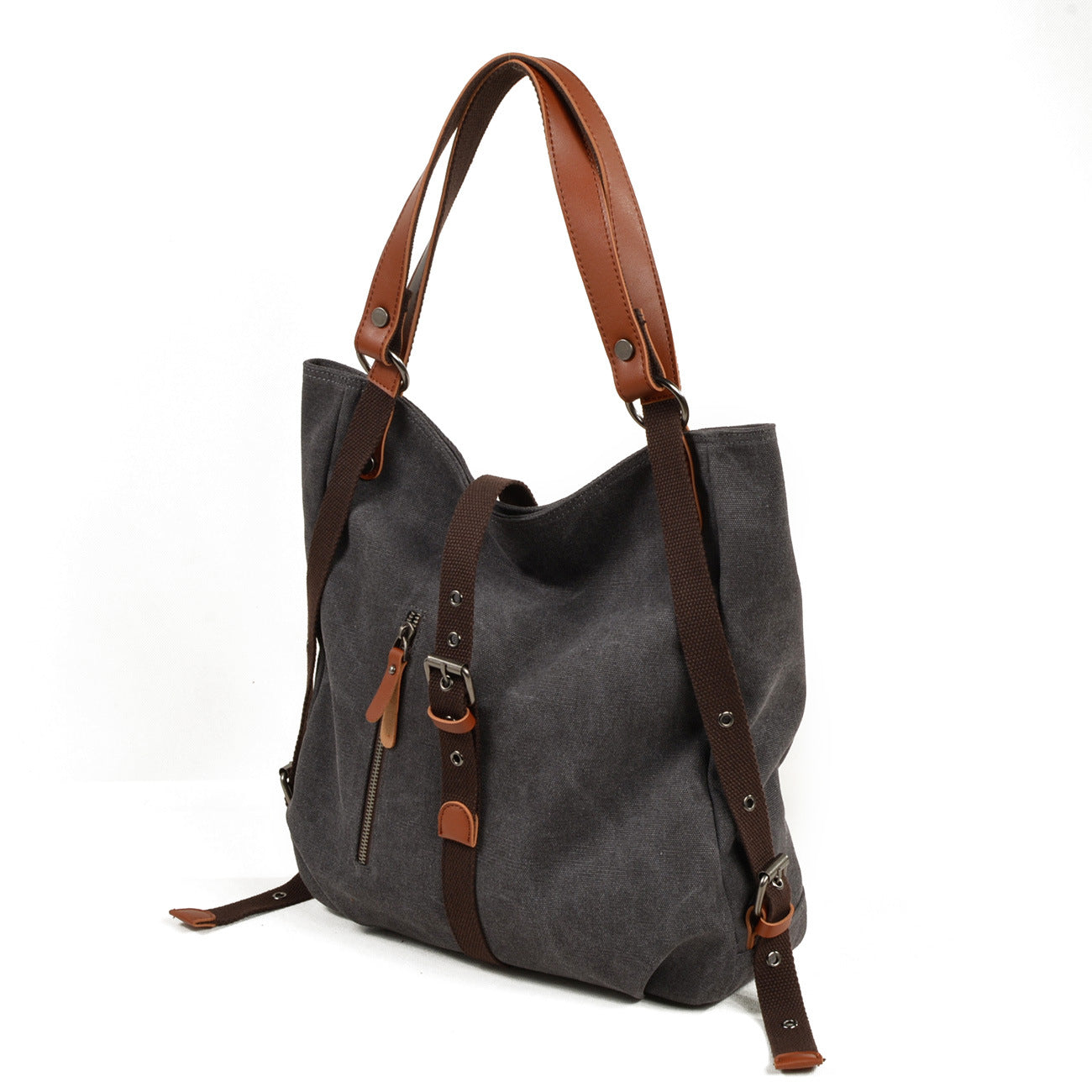 VLOVELAW 2025 Muchuan canvas women's bag casual women's shoulder bag multi-functional backpack bucket crossbody backpack simple and versatile