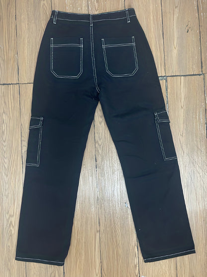 vlovelaw Army Green Cargo Pants, Flap Pockets High Waist Loose Fit Non-Stretch Casual Denim Pants, Y2K Kpop Vintage Style, Women's Denim Jeans & Clothing