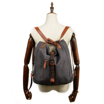 VLOVELAW 2025 Muchuan canvas women's bag casual women's shoulder bag multi-functional backpack bucket crossbody backpack simple and versatile