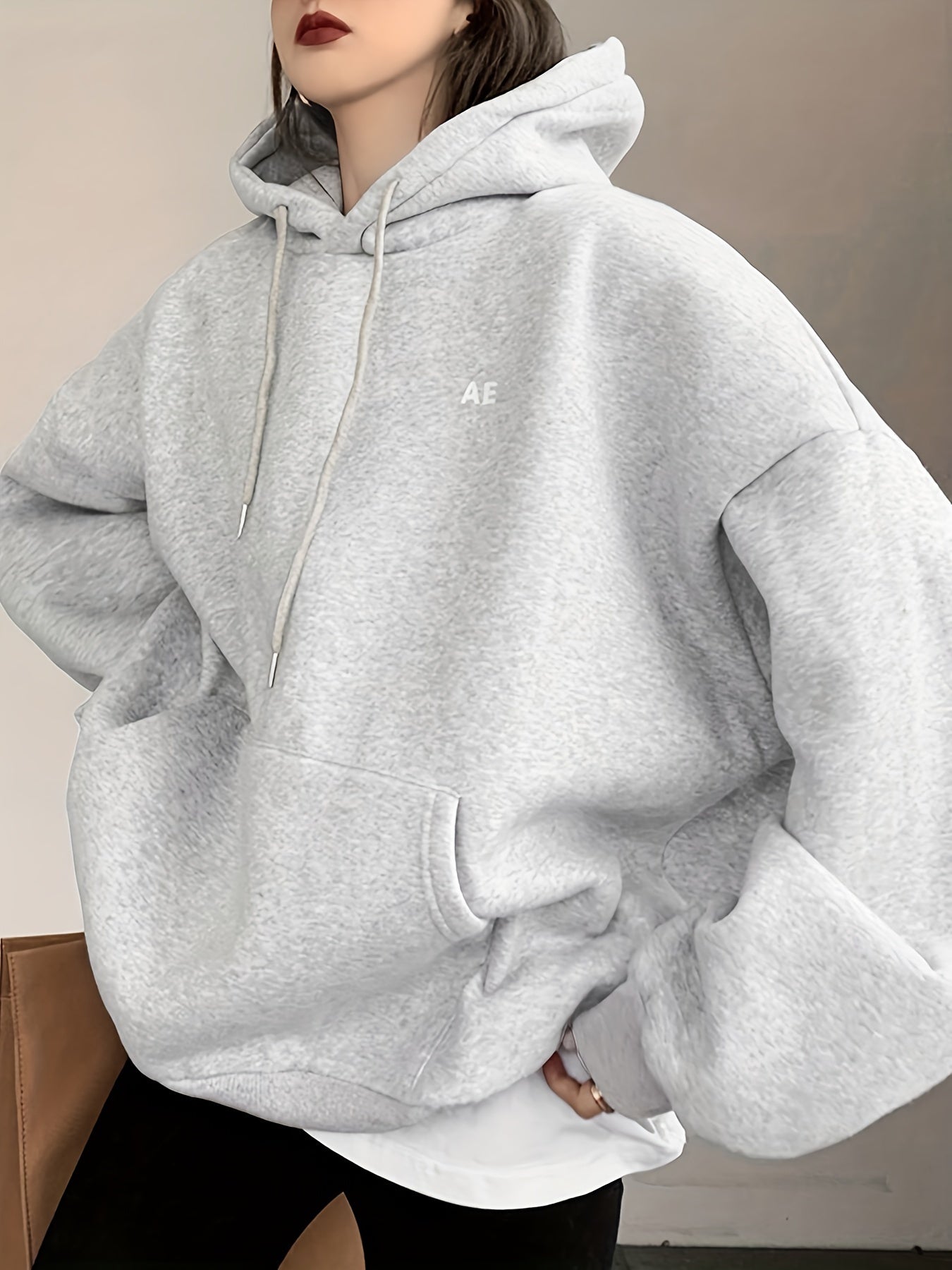 vlovelaw  Letter Print Drawstring Hoodie, Casual Long Sleeve Kangaroo Pocket Hoodie Sweatshirt, Women's Clothing