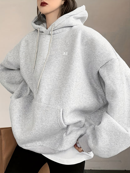 vlovelaw  Letter Print Drawstring Hoodie, Casual Long Sleeve Kangaroo Pocket Hoodie Sweatshirt, Women's Clothing
