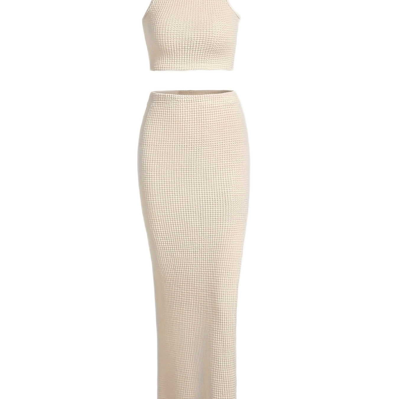 vlovelaw  Sexy Solid Slim Skirt Set, Crop Tank Top & Bodycon Skirt Outfits, Women's Clothing
