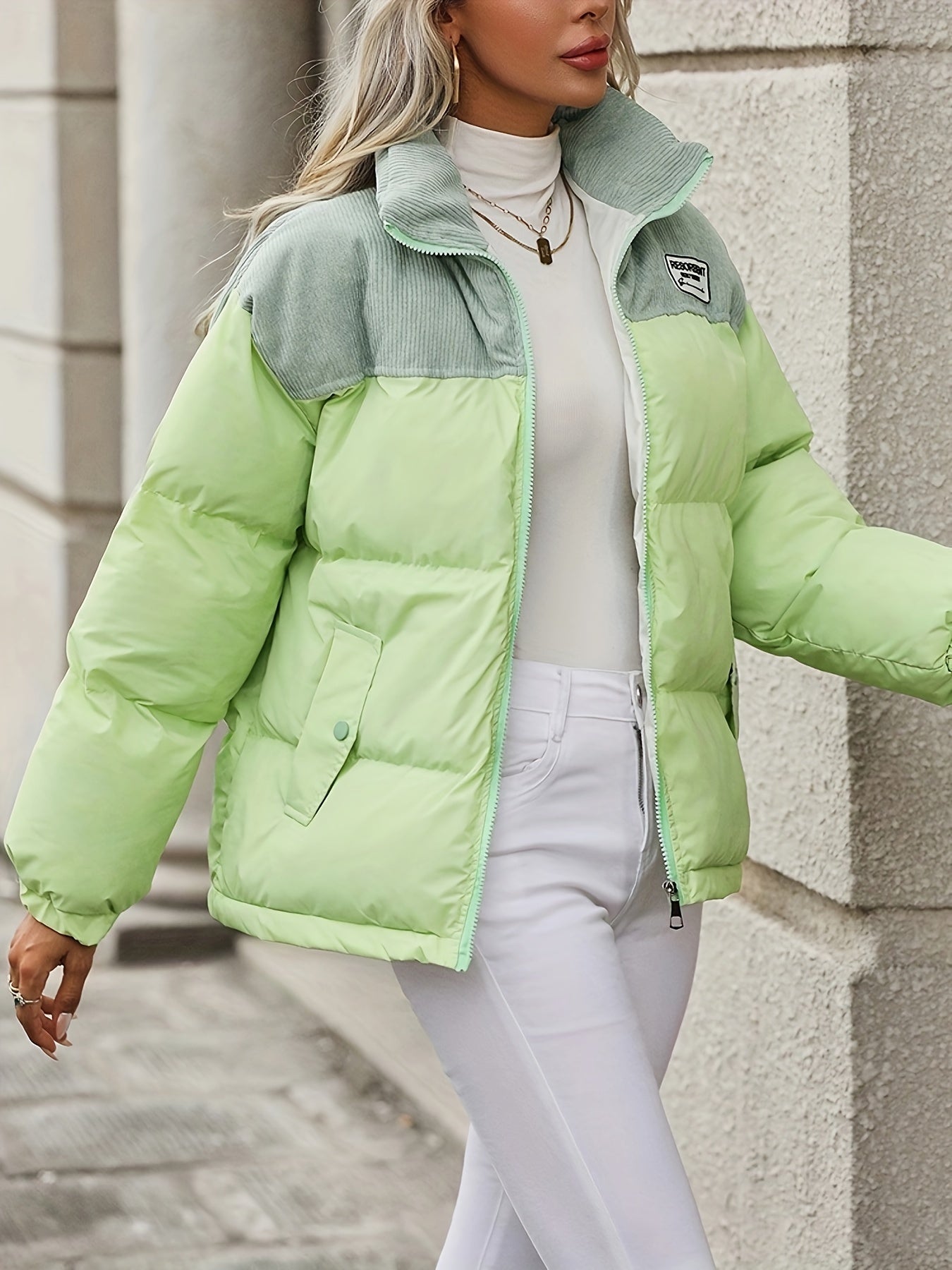 Winter & Fall Zip Up Parka, Long Sleeve Casual Outerwear, Women's Clothing