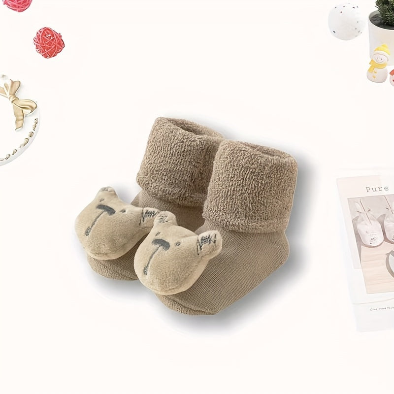 1 Pair Of Baby Autumn And Winter Floor Socks, Newborn Plush Socks, Christmas Socks, Baby Anti-slip Floor Socks, Male And Female Baby Warm Floor Socks, New Cartoon Socks