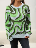 vlovelaw  Tie Dye Crew Neck Knitted Pullover Sweater, Casual Long Sleeve Sweater For Fall & Winter, Women's Clothing
