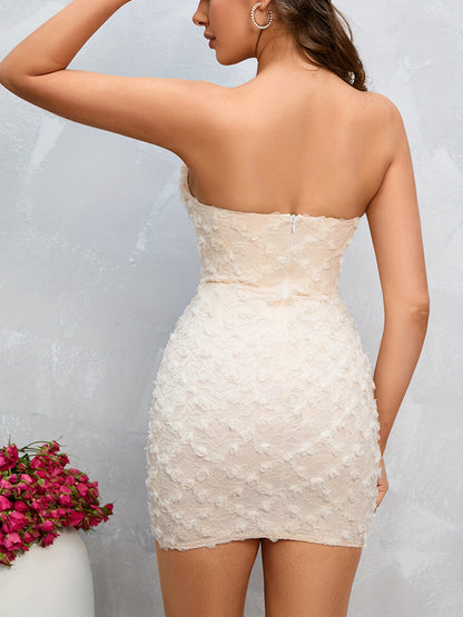 vlovelaw  Solid Ruched Tube Dress, Elegant Strapless Bodycon Dress For Banquet & Party, Women's Clothing