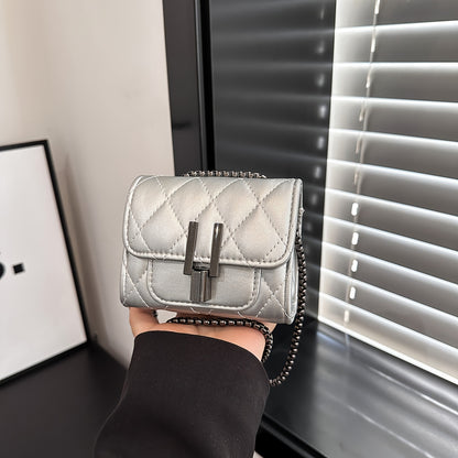 vlovelaw  Mini Trendy Square Shoulder Chain Bag, Argyle Pattern Crossbody Wallet, Women's Classic Purse