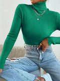 vlovelaw Solid Turtle Neck Sweater, Casual Long Sleeve Sweater For Fall & Winter, Women's Clothing