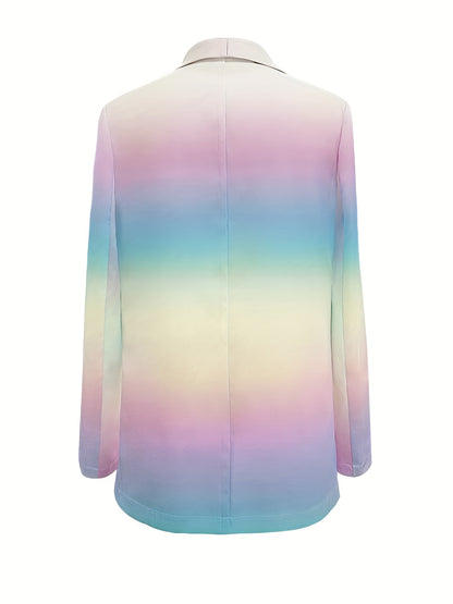 vlovelaw  Gradient Pocket Open Front Blazer, Elegant Shawl Collar Long Sleeve Blazer, Women's Clothing