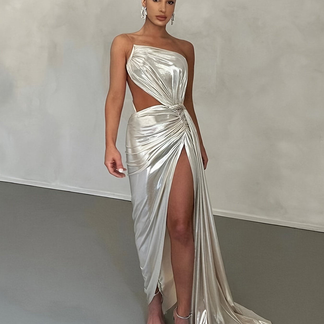 Asymmetrical Bodycon Dress, Sexy Sleeveless Maxi Party Club Dress, Women's Clothing