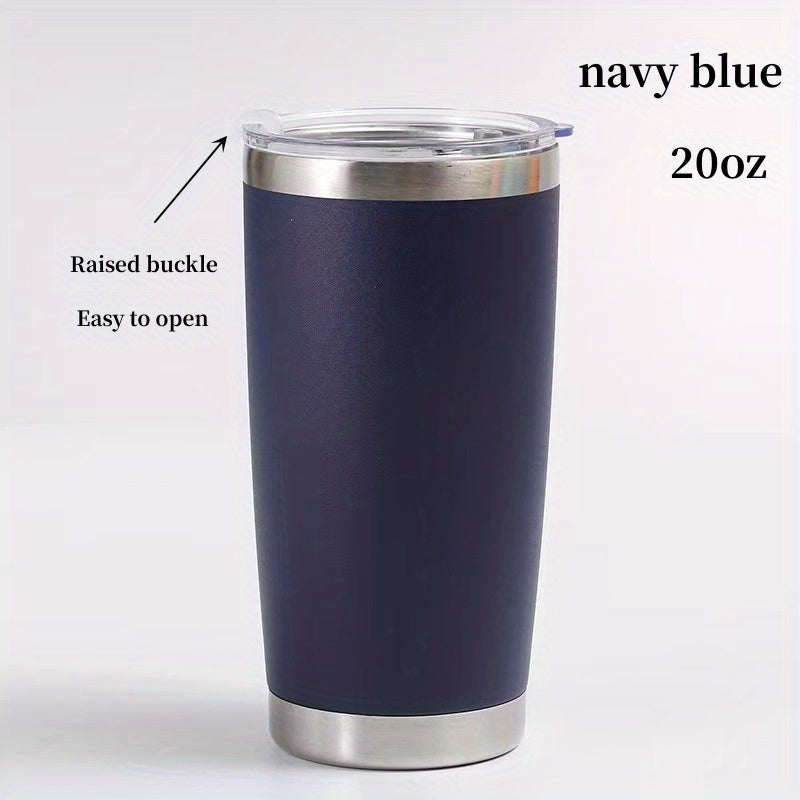 1pc Insulated Stainless Steel Vacuum Cup - 20oz Double-Layer Leakproof Flask with Lid for Hot and Cold Drinks - Perfect for Outdoor Enthusiasts, Commuters, and Students - Retains Temperature for Hours with Sweat-Free Design