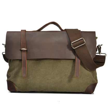 VLOVELAW 2025 Men's cowhide Crazy Horse leather with canvas shoulder bag men's bag, business, leisure, portable, messenger bag, briefcase