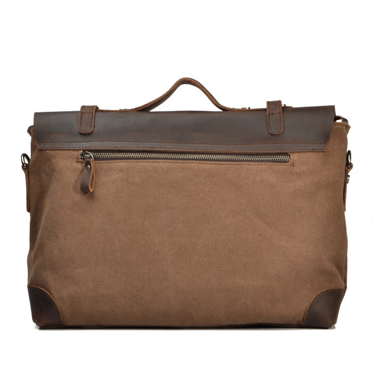 VLOVELAW 2025 Men's cowhide Crazy Horse leather with canvas shoulder bag men's bag, business, leisure, portable, messenger bag, briefcase