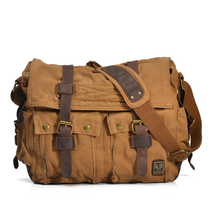 VLOVELAW 2025 Muchuan cloth bag, canvas with leather bag, shoulder messenger bag, casual photography waterproof liner SLR camera bag
