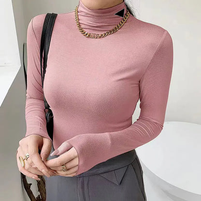 Woman Blouses Shirts Designer Hoodie Womens Top Yoga Shirt High Necks Long Sleeves Female Slim Style With Budge Neck Tees Tops S-3XL