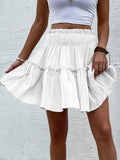vlovelaw  Textured Ruffle Hem Skirt, Casual Smocked Waist Skirt For Spring & Summer, Women's Clothing