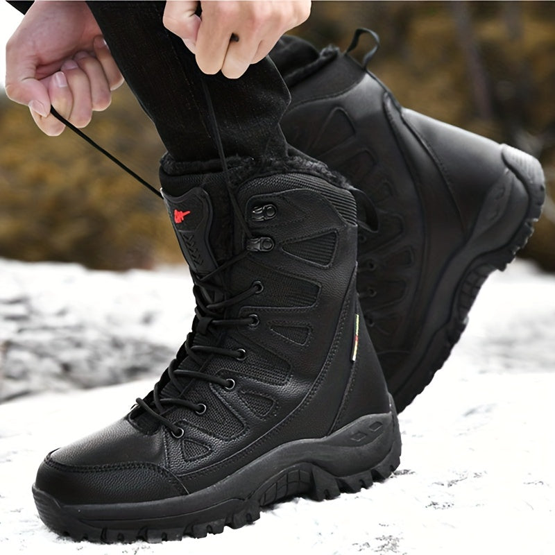 Men's Thermal Mid-Calf Snow Boots with TPR Traction, Plush Comfort Lining, and Windproof Durability for Winter Sports