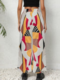 vlovelaw  Geo Print Wide Leg Pants, Casual High Waist Loose Pants For Spring & Summer, Women's Clothing