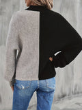 vlovelaw  vlovelaw  Color Block Mock Neck Pullover Sweater, Casual Long Sleeve Loose Sweater, Women's Clothing