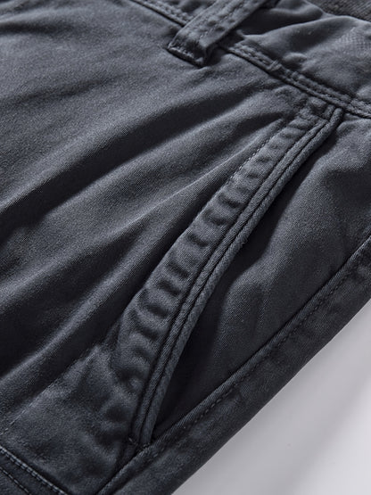 98% Cotton Solid Color Multi Flap Pockets Men's Straight Leg Cargo Pants, Loose Casual Outdoor Pants, Men's Work Pants Hiking Fishing