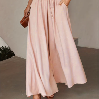 High Waist Drawstring Wide Leg Pants, Casual Loose Pants For Spring & Fall, Women's Clothing