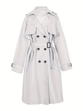 Double Breasted Trench Coat, Casual Lapel Long Sleeve Outerwear, Women's Clothing