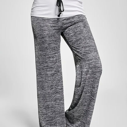 vlovelaw Plus Size Casual Pants, Women's Plus Colorblock Drawstring Slight Stretch Loose Fit Pants