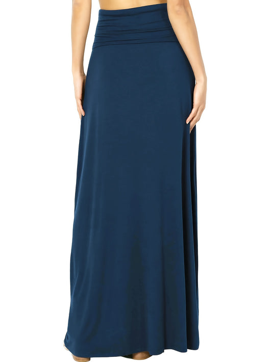 vlovelaw  Plus Size Solid Elastic Waist Skirt, Casual Skirt For Spring & Summer, Women's Plus Size Clothing