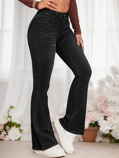vlovelaw High Waist Casual Flare Jeans, High Stretch Slim Fit Bell Bottom Jeans, Women's Denim Jeans & Clothing