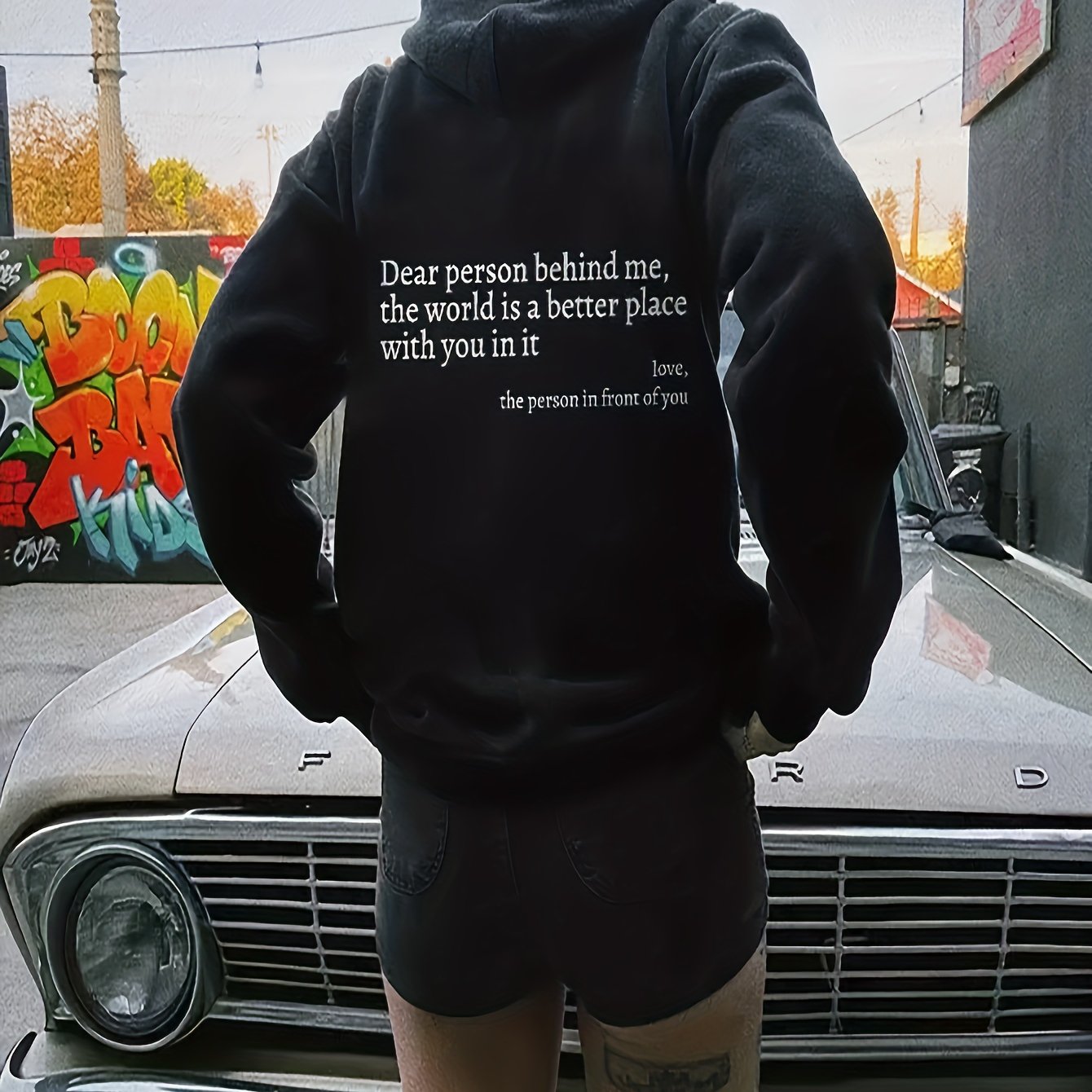 vlovelaw  Letter Graphic Casual Sports Hooded Sweatshirt, Drawstring Fashion Y2K Hoodie For Autumn And Winter, Women's Tops