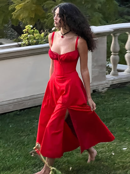 vlovelaw Solid Tie Neck Dress, Elegant Sleeveless A-line Cami Dress For Spring & Summer, Women's Clothing