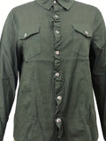 Long Sleeves Denim Shirt, Single-Breasted Button Flap Pockets Non-Stretch Lapel Denim Jackets, Women's Denim Clothing