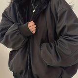 vlovelaw  Solid Warm Hooded Coat, Casual Open Front Long Sleeve Winter Outerwear, Women's Clothing
