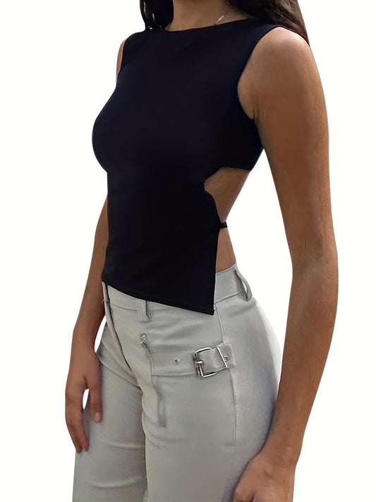 vlovelaw  Y2K Sleeveless Tank Top, Casual Every Day Top For Summer & Spring, Women's Clothing