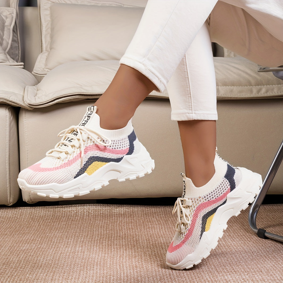 vlovelaw  Women's Breathable Mesh Platform Sneakers, Casual Lace Up Outdoor Shoes, Comfortable Low Top Shoes