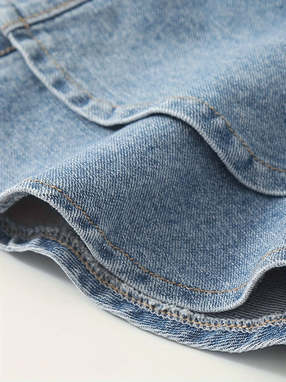 vlovelaw  Trendy Layered Denim Skirt With Pocket Girls Comfy Skirt For Summer
