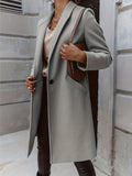 Solid Mid Length Coat, Elegant Open Front Long Sleeve One Button Outerwear, Women's Clothing