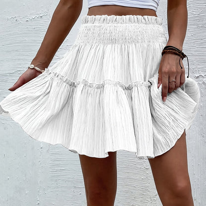 vlovelaw  Textured Ruffle Hem Skirt, Casual Smocked Waist Skirt For Spring & Summer, Women's Clothing