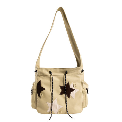 VLOVELAW American Vintage Canvas Bag Ins Style Casual Female Student Large Capacity Japanese Tote Bag Commuter Shoulder Messenger Bag