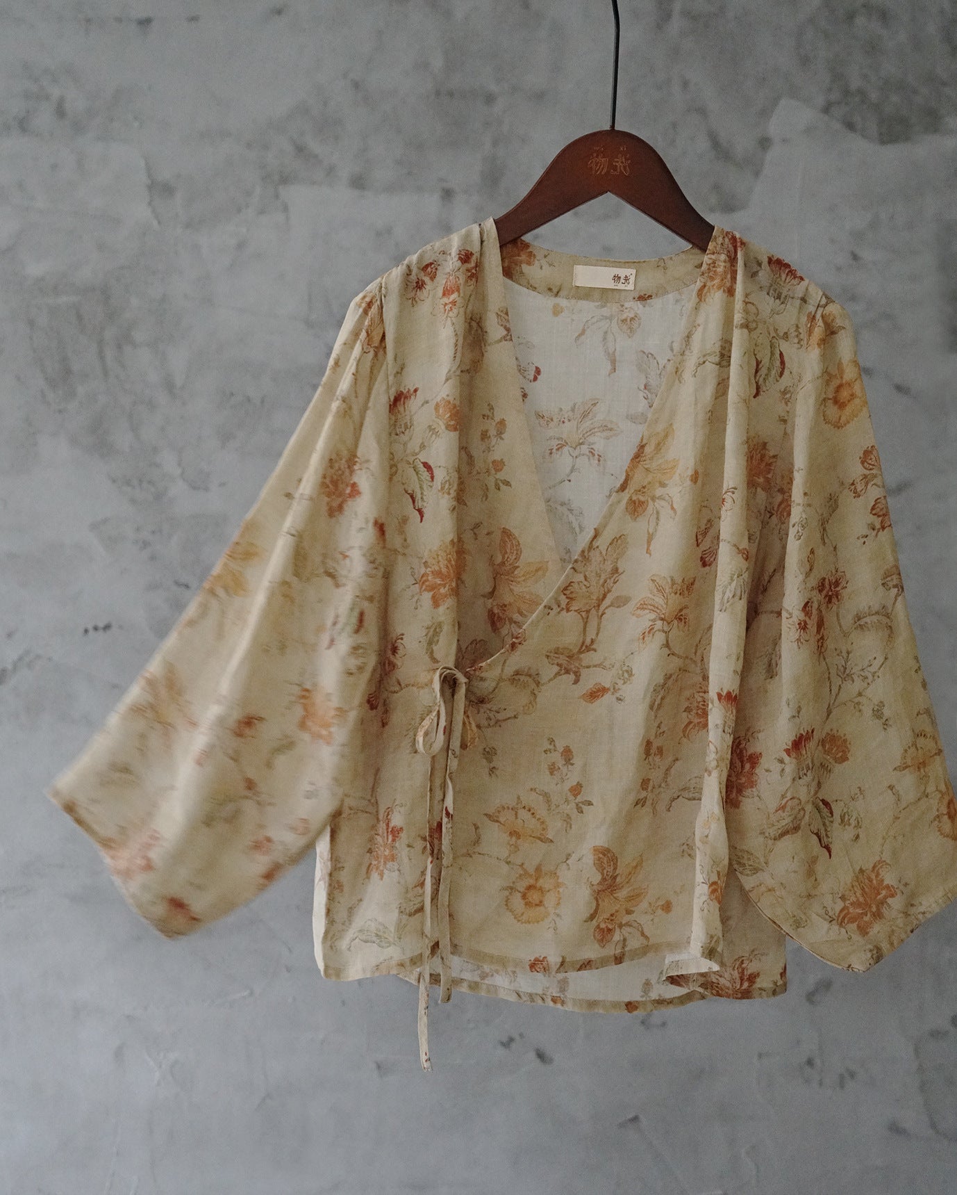 design, national style, Song Dynasty ramie lace-up cardigan, retro gentle literary and oblique shirt S22166