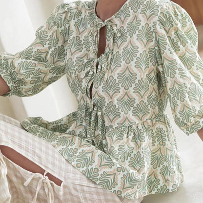 VLOVELAW Cross-Border Spring/Summer New Women's Tops Fashion Striped Stitching Shirt Top Women's European and American Style