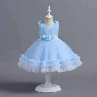 Hot Trade New Children's Dress Tulle Tutu Cake Dress Princess Dress Girl Flower Girl's One-Year Birthday Baby Dress