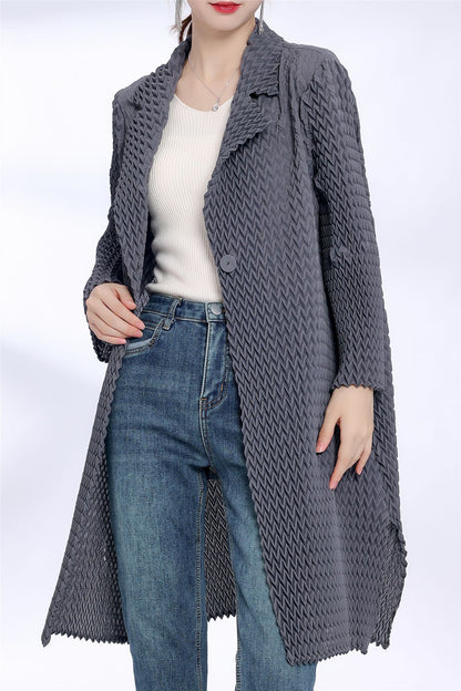 2025 three-dimensional pleated trench coat women's medium and long high-end spring and autumn women's clothing new high-end cardigan jacket women