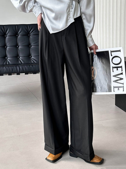 2025 Tachibana spring Korean high-waisted wide-leg pants new temperament retro Hong Kong style loose casual pants women 63030