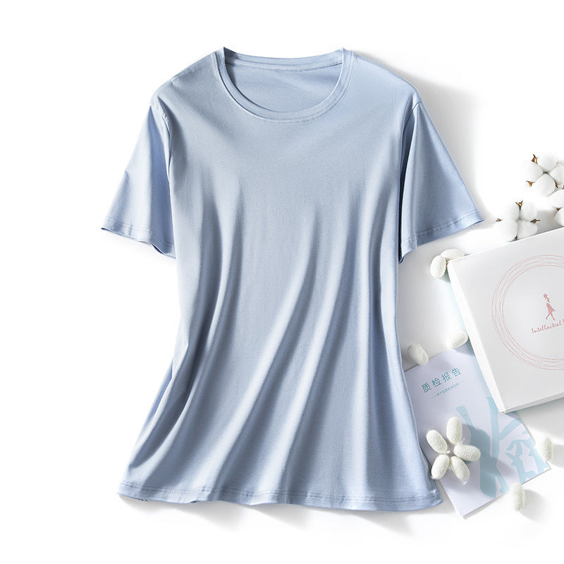 VLOVELAW Short-Sleeved Women's Clothing Spring and Summer Clothes Women's Big Belly Slimming Purple Top  White T Shoulder T-shirt Women's Short-Sleeved