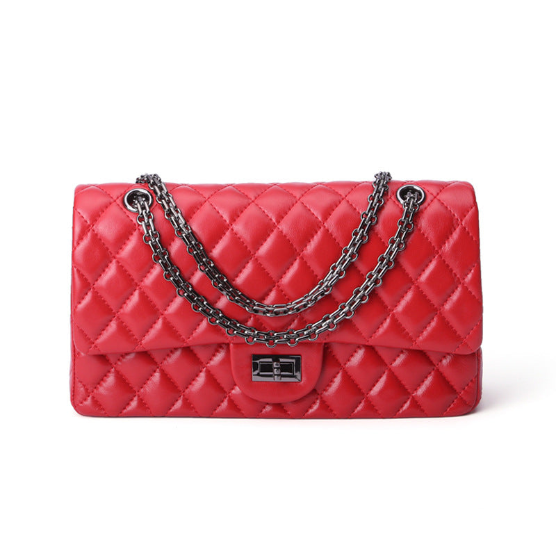 VLOVELAW 2025 Classic fashion sheepskin rhombus chain bag genuine leather simple shoulder messenger bag lock texture multi-functional small square bag